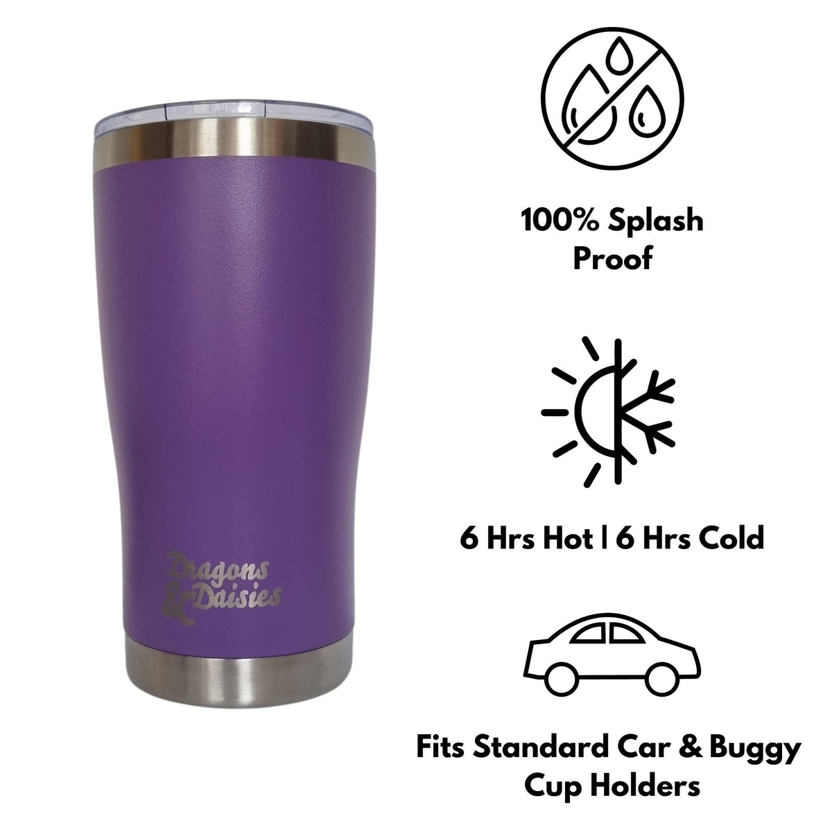 Purple 560ml Splash Proof Thermal Travel Tumbler