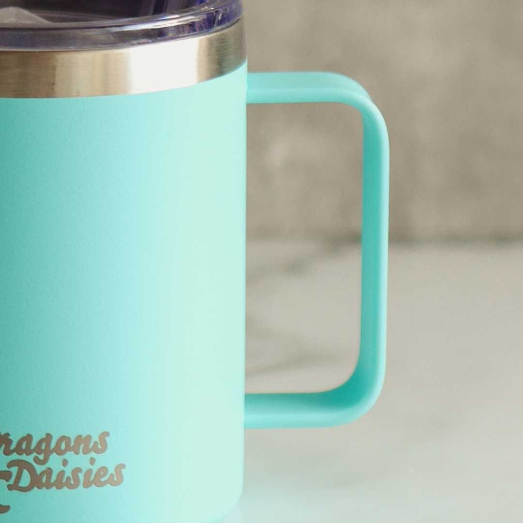 400ml Blue Spill Proof Thermal Travel Mug With Handle