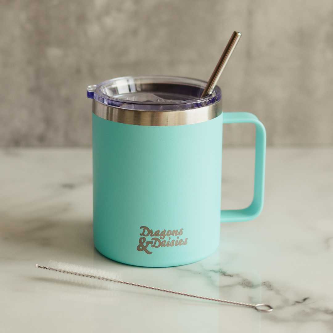 400ml Blue Spill Proof Thermal Travel Mug With Handle