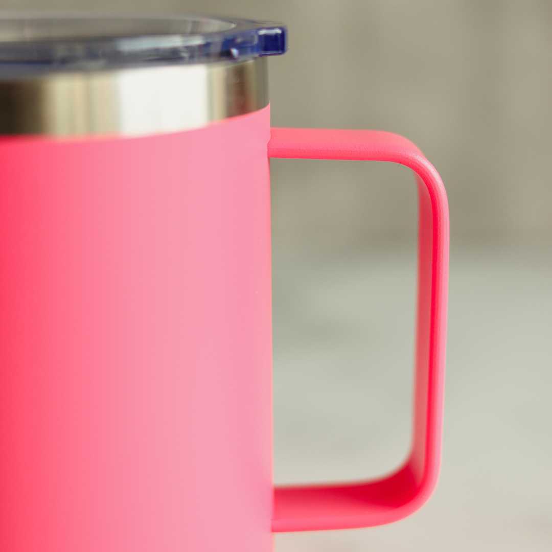 400ml Hot Pink Spill Proof Thermal Travel Mug With Handle