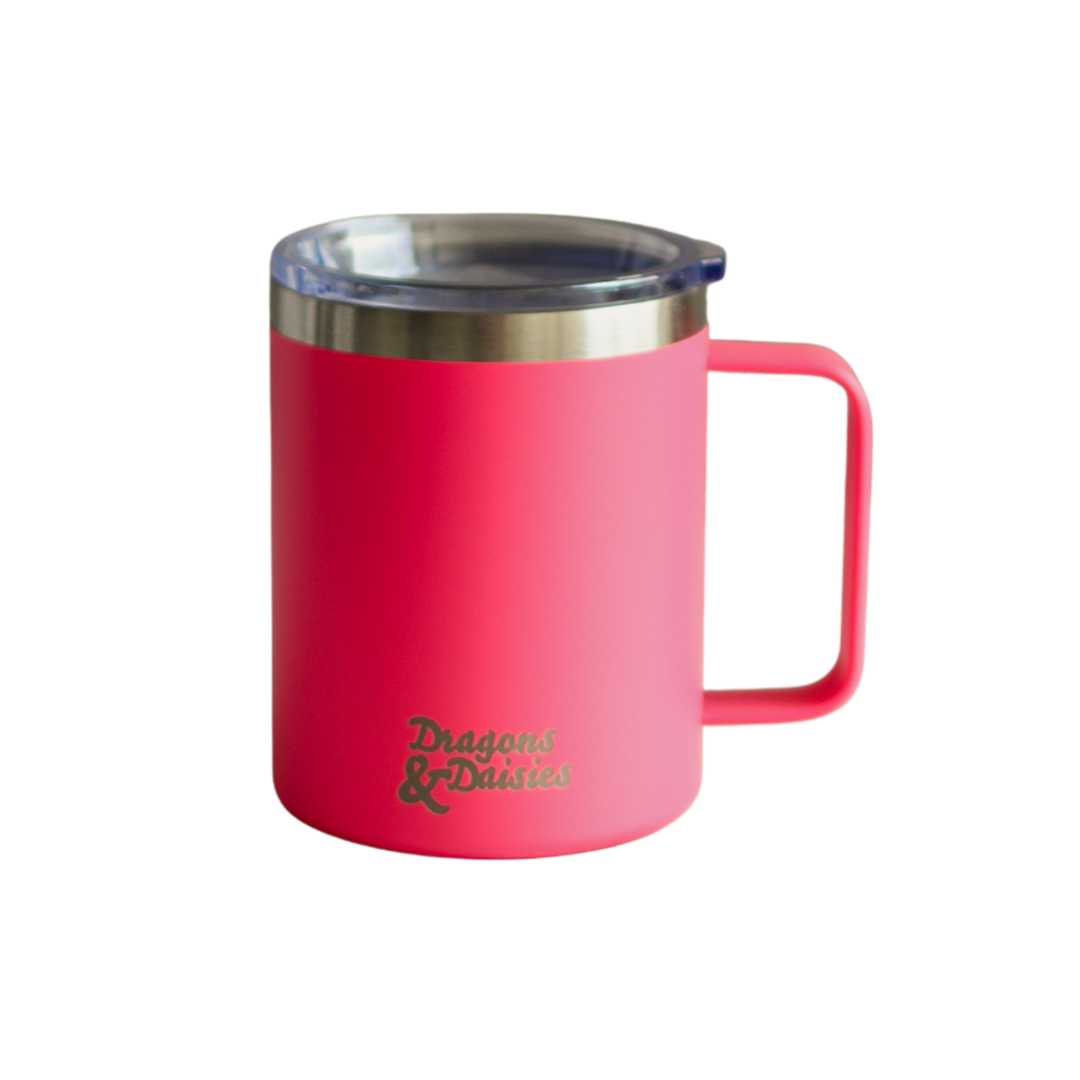 400ml Hot Pink Spill Proof Thermal Travel Mug With Handle