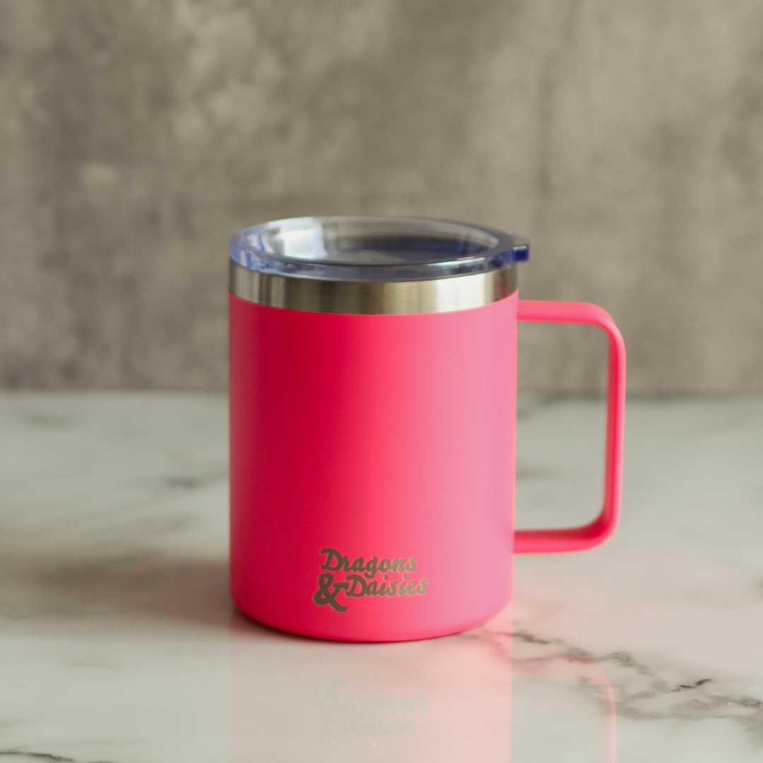 400ml Hot Pink Spill Proof Thermal Travel Mug With Handle