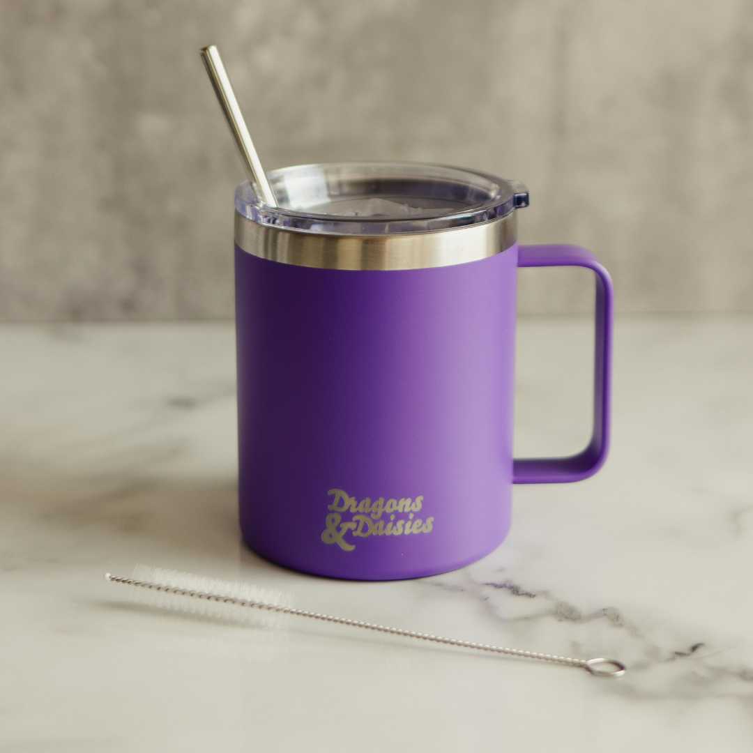 400ml  Purple Spill Proof Thermal Travel Mug With Handle