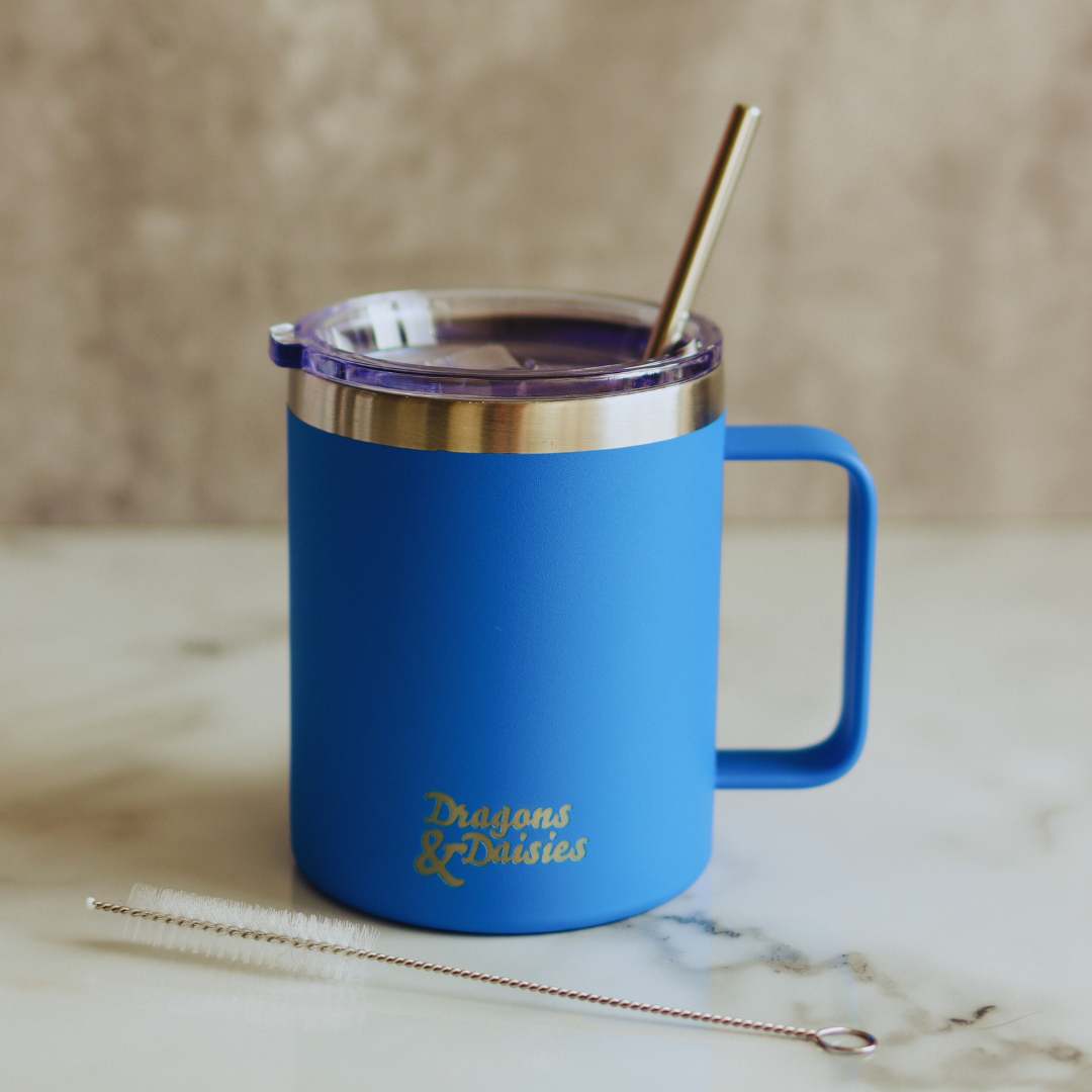 400ml  Royal Blue Spill Proof Thermal Travel Mug With Handle