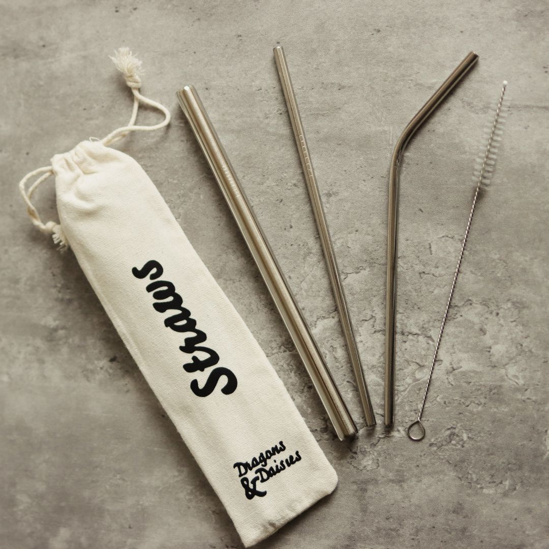 Reusable Stainless Steel Straws - Set of 3