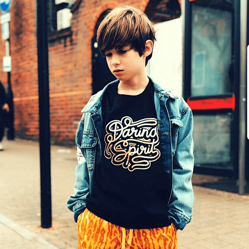 Luxe Gold Metallic Graff Print Long Sleeve T-Shirt
