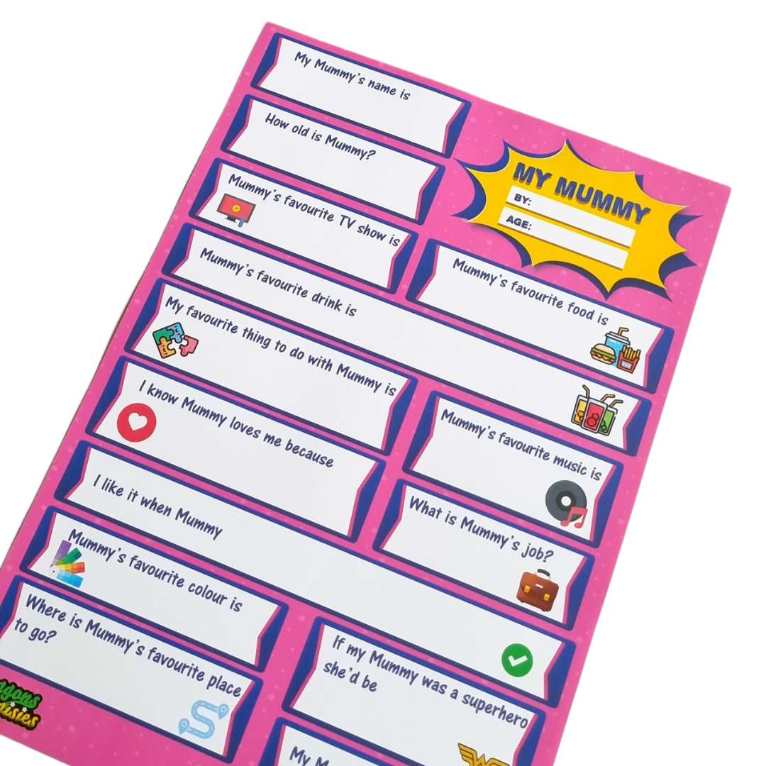 My Mummy Quiz Sheet & Greeting Card Keepsake