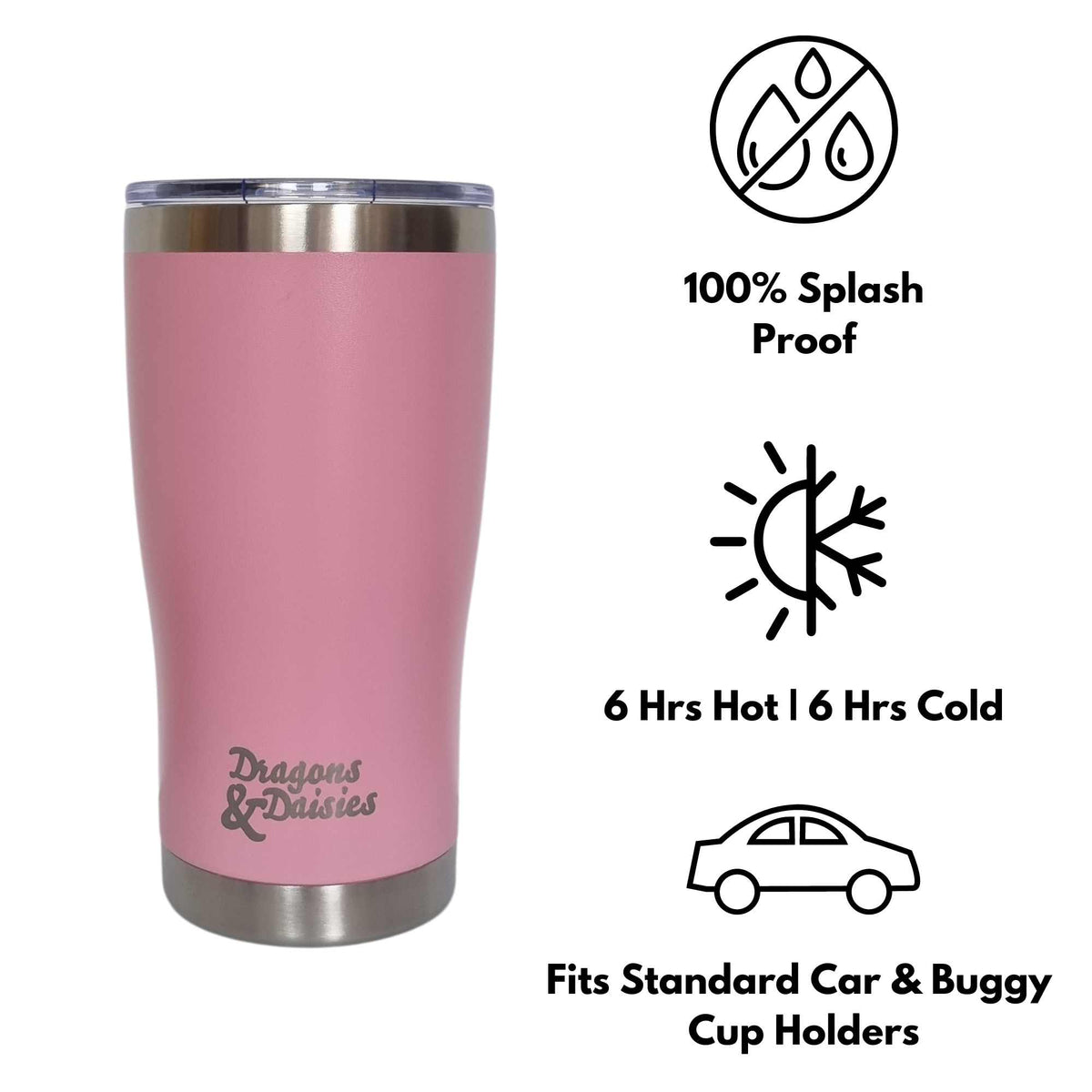 Pink 560ml Splash Proof Thermal Travel Tumbler