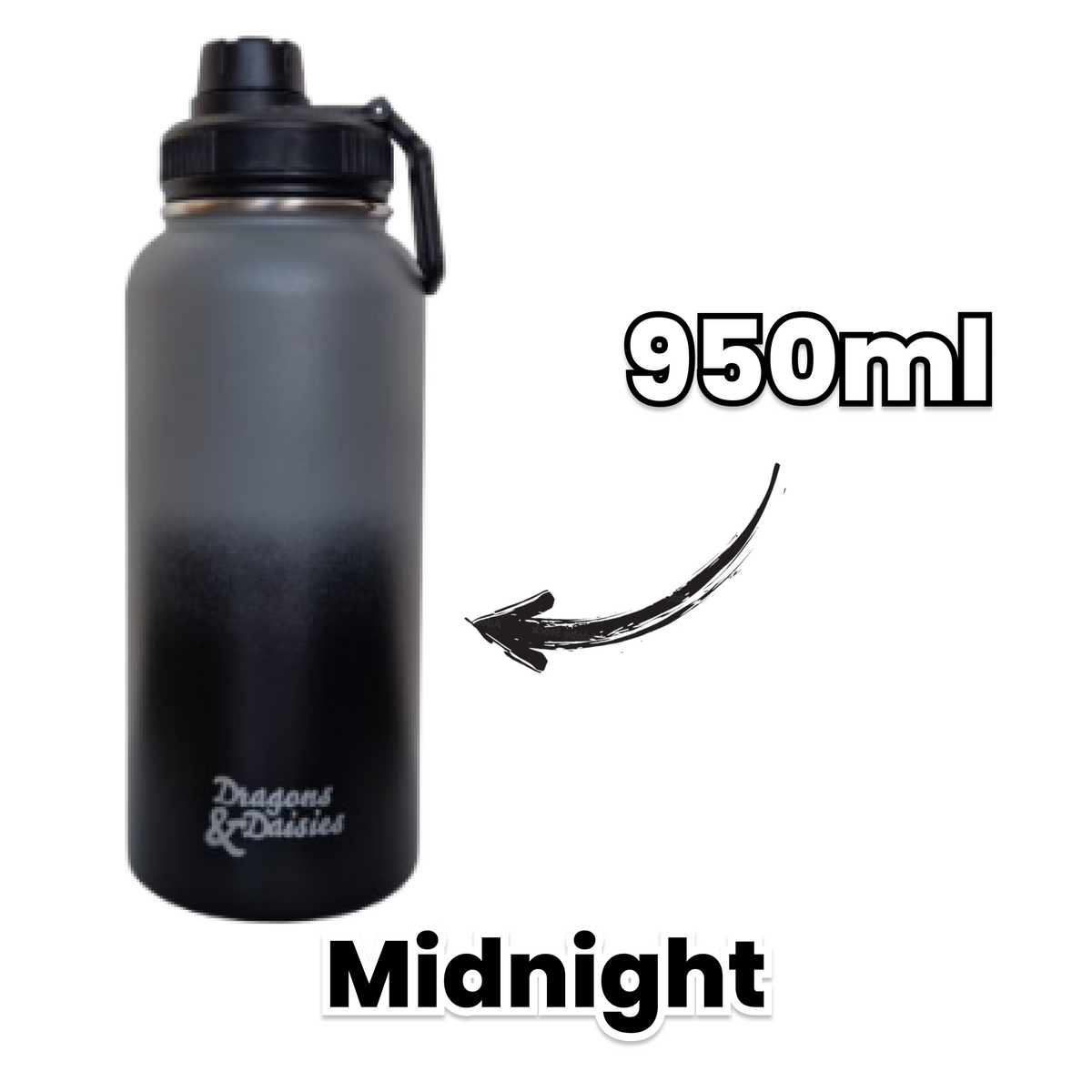 Midnight Leakproof Thermal Lunch Pot &amp; Water Bottle | 350ml - 550ml - 950ml