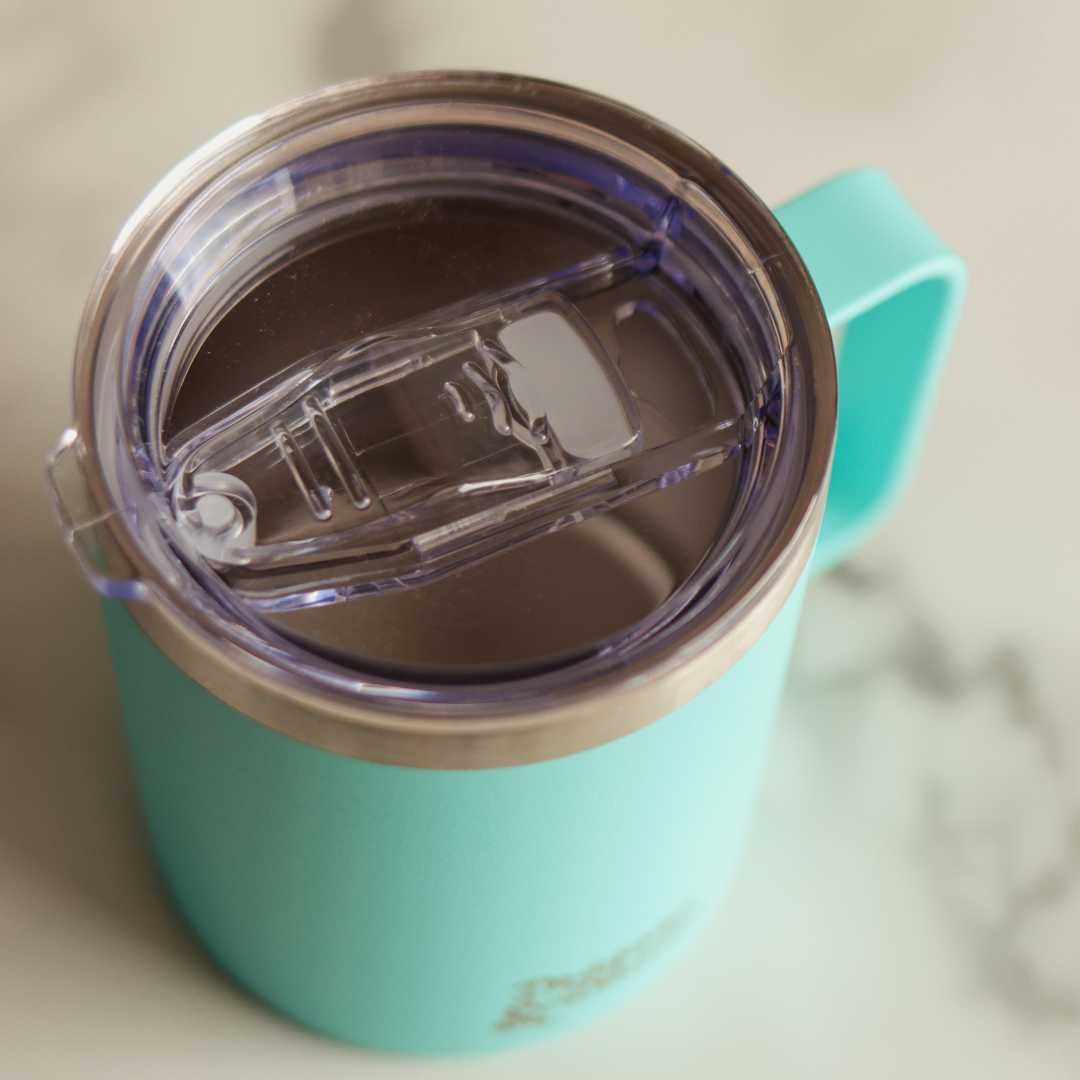 400ml Blue Spill Proof Thermal Travel Mug With Handle