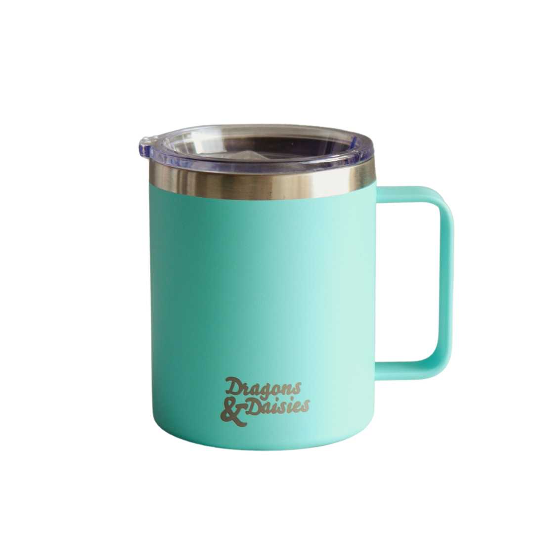 400ml Blue Spill Proof Thermal Travel Mug With Handle