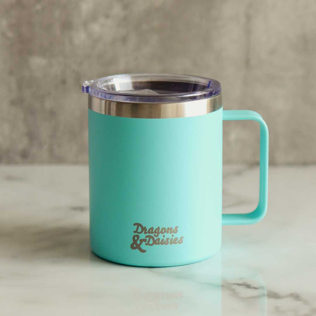 400ml Blue Spill Proof Thermal Travel Mug With Handle