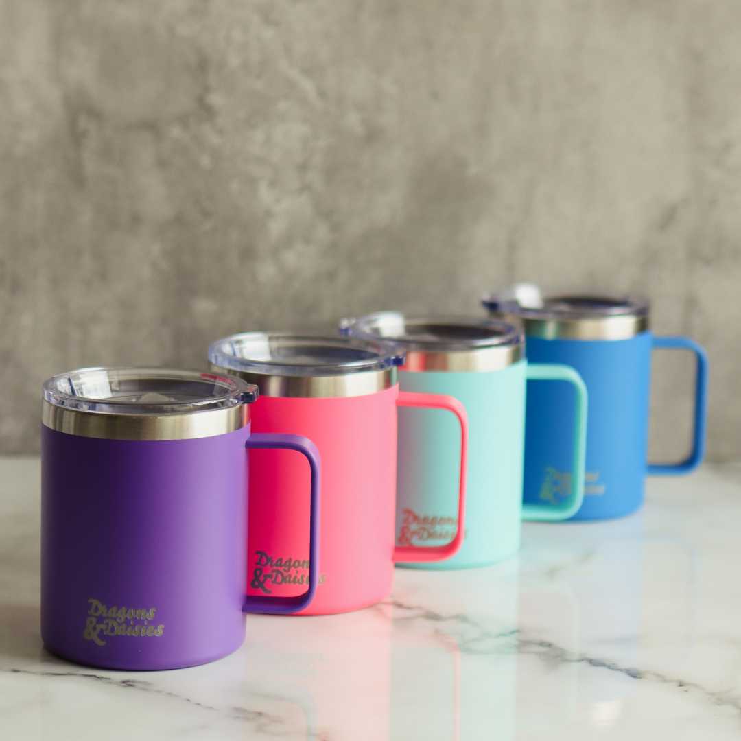 400ml Blue Spill Proof Thermal Travel Mug With Handle