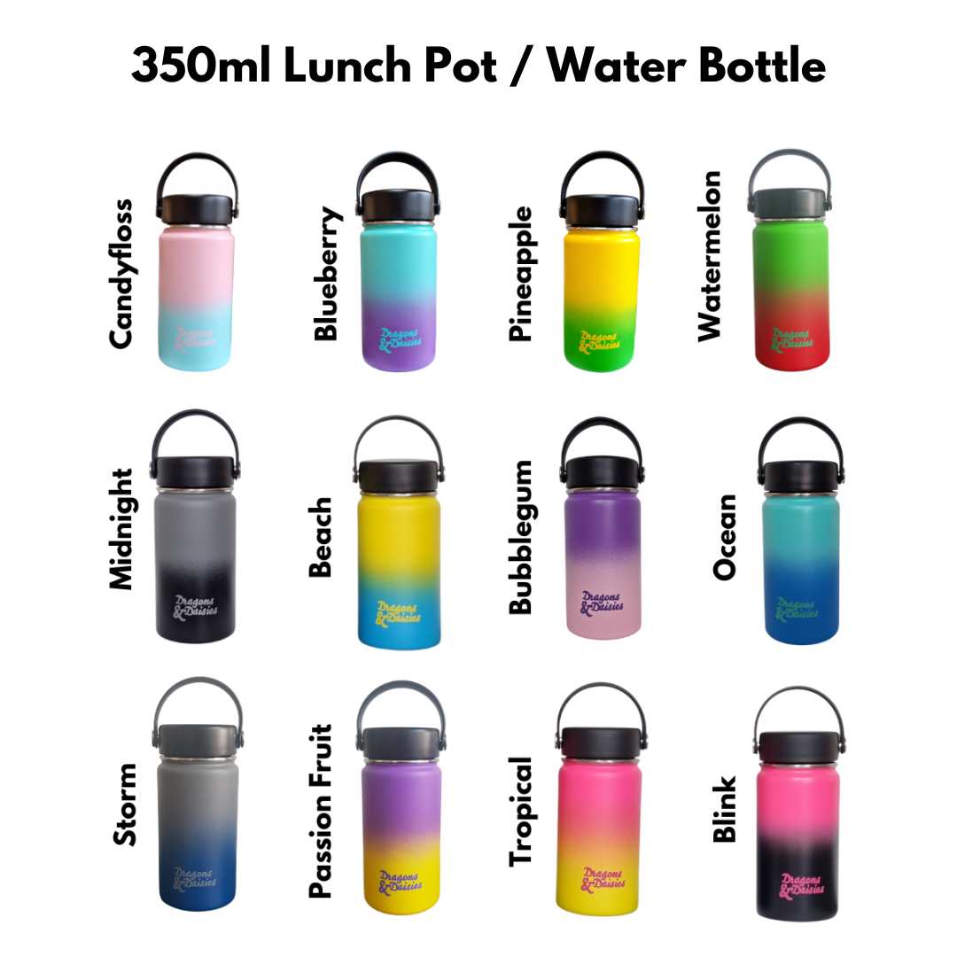Thermal Stainless Steel Bottle Water &amp; Lunch Pot Ombre - 350ml /550ml/950ml