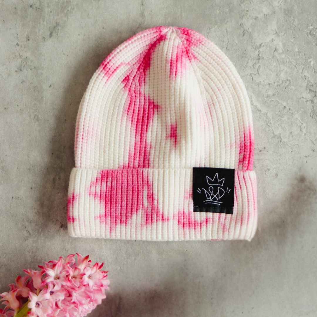 Super Soft &amp; Cosy Tie Dyed Beanie - Pink