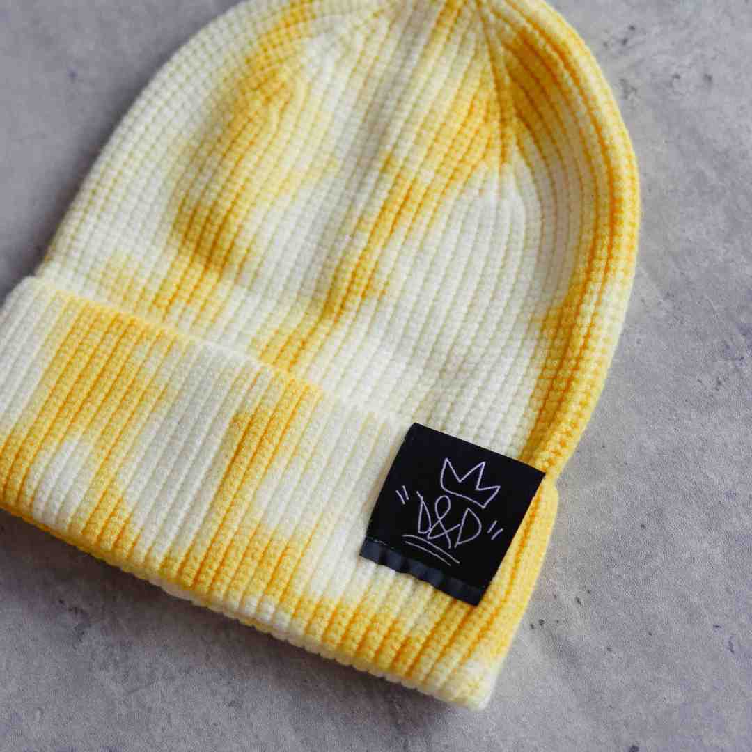 Super Soft &amp; Cosy Tie Dyed Beanie - Yellow