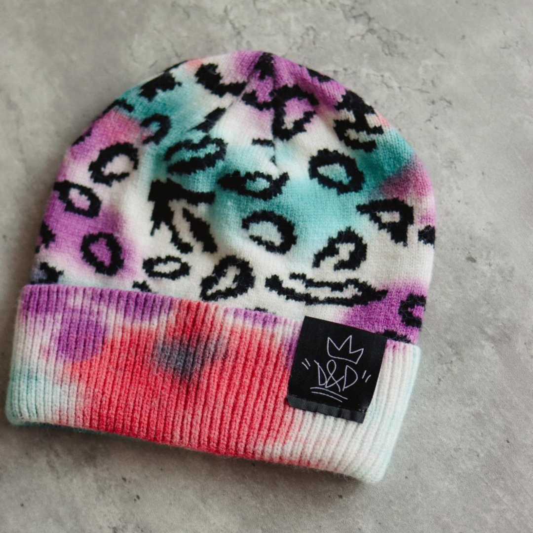 Adult &amp; Kid Leopard Print Tie Dyed Beanie