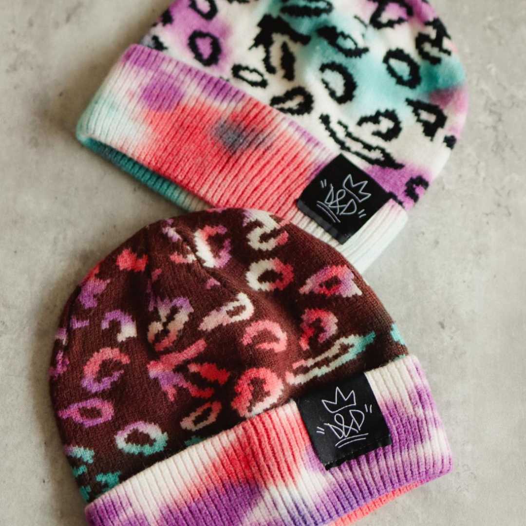 Adult &amp; Kid Leopard Print Tie Dyed Beanie